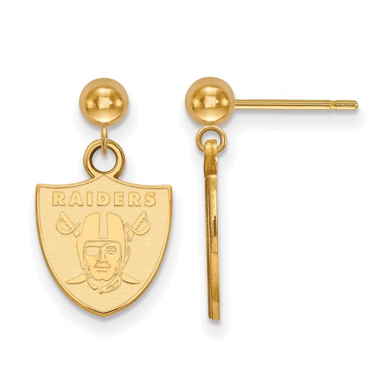 Gold-Plated Sterling Silver Oakland Raiders Dangle Ball Earrings Gold-Plated Sterling Silver Oakland Raiders Dangle Ball Earrings